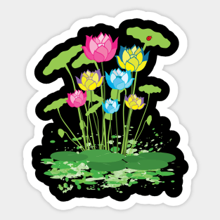 Colorful waterlily flowers Sticker